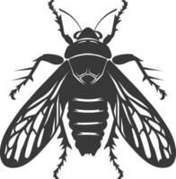 AI generated Silhouette cicada Insect animal black color only vector