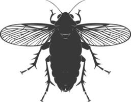 AI generated Silhouette cicada Insect animal black color only vector
