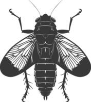AI generated Silhouette cicada Insect animal black color only vector