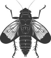 AI generated Silhouette cicada Insect animal black color only vector