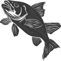 AI generated Silhouette Cod Fish animal black color only vector