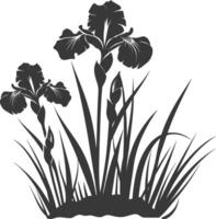 AI generated Silhouette iris flower in the ground black color only vector