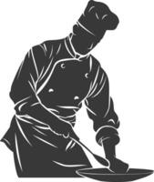 AI generated Silhouette Chef in action full body black color only vector