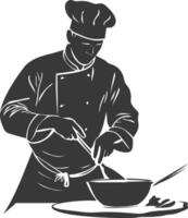 ai generado silueta cocinero en acción lleno cuerpo negro color solamente vector