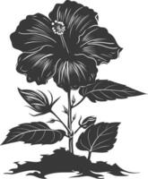 AI generated Silhouette hibiscus flower in the ground black color only vector