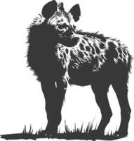 AI generated Silhouette hyena animal black color only full body vector