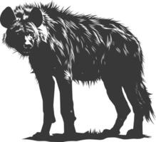 AI generated Silhouette hyena animal black color only full body vector