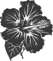 AI generated Silhouette hibiscus flower black color only vector