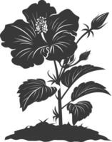 AI generated Silhouette hibiscus flower in the ground black color only vector