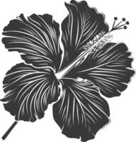 AI generated Silhouette hibiscus flower black color only vector