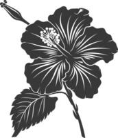 AI generated Silhouette hibiscus flower black color only vector