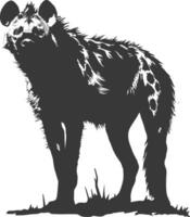 AI generated Silhouette hyena animal black color only full body vector