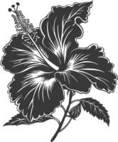 AI generated Silhouette hibiscus flower black color only vector