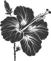 AI generated Silhouette hibiscus flower black color only vector