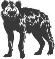 AI generated Silhouette hyena animal black color only full body vector