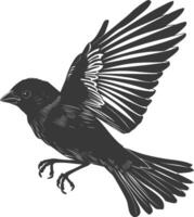 AI generated Silhouette House sparrow bird animal fly black color only vector