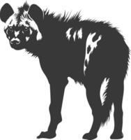 AI generated Silhouette hyena animal black color only full body vector