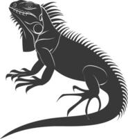 AI generated Silhouette Iguana Animal black color only full body vector