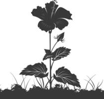 AI generated Silhouette hibiscus flower in the ground black color only vector