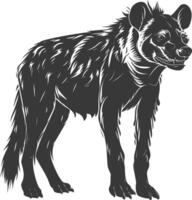 AI generated Silhouette hyena animal black color only full body vector