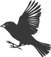 AI generated Silhouette House sparrow bird animal fly black color only vector