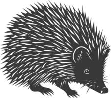 AI generated Silhouette Hedgehog animal black color only full body vector