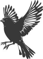 AI generated Silhouette House sparrow bird animal fly black color only vector