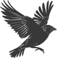 AI generated Silhouette House sparrow bird animal fly black color only vector