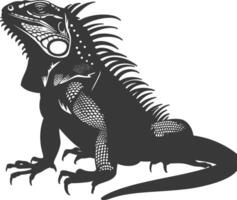 AI generated Silhouette Iguana Animal black color only full body vector