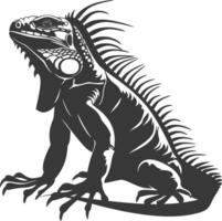 AI generated Silhouette Iguana Animal black color only full body vector