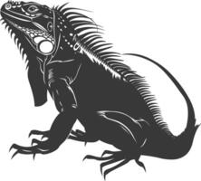 AI generated Silhouette Iguana Animal black color only full body vector