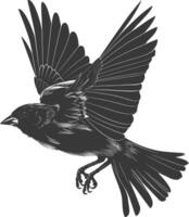 AI generated Silhouette House sparrow bird animal fly black color only vector