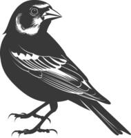 AI generated Silhouette House sparrow bird animal black color only vector