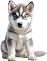 AI generated Watercolor painting of a cute Siberian Husky dog. png