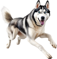 AI generated Watercolor painting of a cute Siberian Husky dog. png