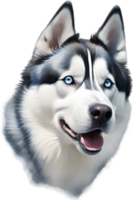 ai gegenereerd waterverf schilderij van een schattig Siberisch schor hond. png