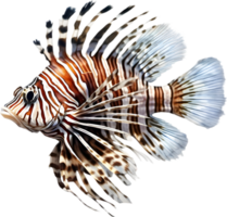 AI generated Watercolor painting of a cute lionfish. png