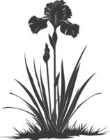 AI generated Silhouette iris flower in the ground black color only vector