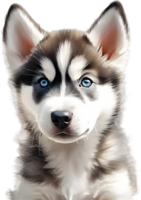 AI generated Watercolor painting of a cute Siberian Husky dog. png