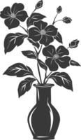 AI generated Silhouette jasmin flower in the vase black color only vector