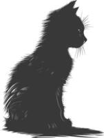 AI generated Silhouette kitten cute animal black color only full body vector
