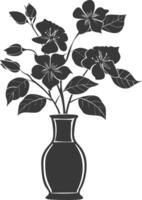 AI generated Silhouette jasmin flower in the vase black color only vector