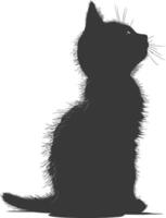 AI generated Silhouette kitten cute animal black color only full body vector