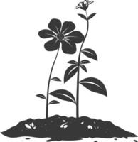 AI generated Silhouette jasmin flower in the ground black color only vector