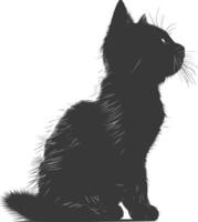 AI generated Silhouette kitten cute animal black color only full body vector