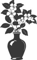 AI generated Silhouette jasmin flower in the vase black color only vector