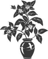 AI generated Silhouette jasmin flower in the vase black color only vector