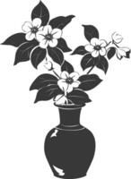 AI generated Silhouette jasmin flower in the vase black color only vector