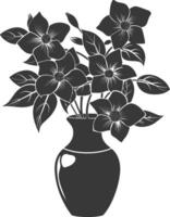 AI generated Silhouette jasmin flower in the vase black color only vector