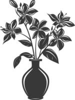 AI generated Silhouette jasmin flower in the vase black color only vector